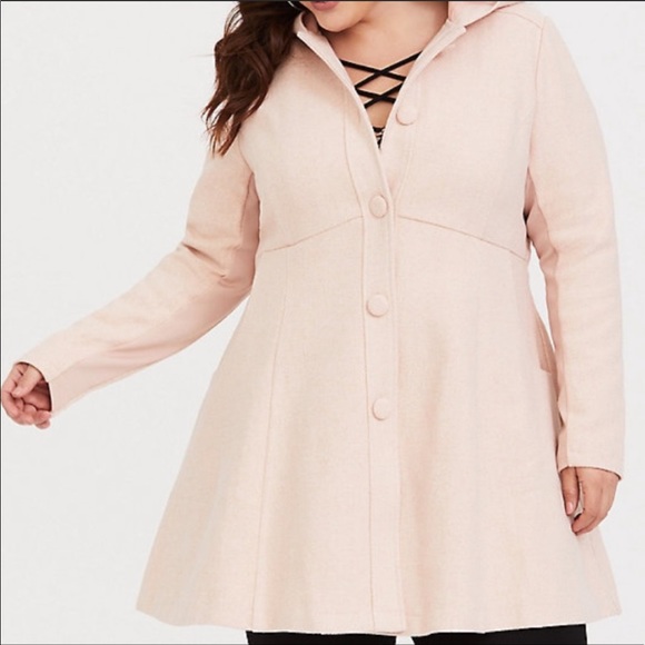 torrid Jackets & Blazers - NWOT Torrid pink hooded fit and flare coat
